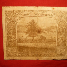 Bancnota 50 Haleri Niderosterreich ,Notgeld - AUSTRIA