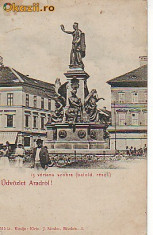 Ok-0985- Ro, Arad, c.p. adresata, necirc. apr.1900: Statuia 13 martiri, animat foto