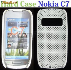 NOKIA C7 CAPAC SPATE PERFORAT ALB NOU DIN PLASTIC ! foto