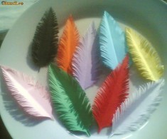50 pene colorate din hartie scrapbooking, invitatii nunta , botez, felicitari - 8 cm foto