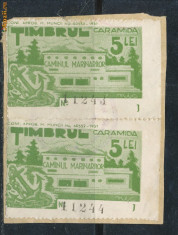 RFL 1940 ROMANIA Constanta timbru local fiscal Marina 5L pereche pe fragment foto