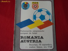 Program ROMANIA - AUSTRIA 10.09.1986 preliminarii CE foto