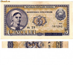 * Bancnota 5 lei 1952 foto