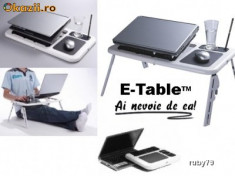 E-TABLE Masuta Laptop cu Coolere, Suport pahar si Mouse pad Inclus foto