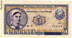 * Bancnota 5 lei 1952 foto