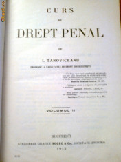 CURS DE DREPT PENAL VOL. II - I. TANOVICEANU (1912) foto