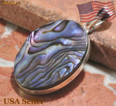 Oferta!!!Abalone Shell Oval .925 Sterling Silver Pendant foto