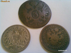 3 monede vechi Austro - Ungaria din perioada 1800 - 1907 (monede argint vechi aur romanesti bancnote lant medalie nokia samsung) foto