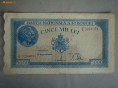 Bancnota 5000 lei 10 octombrie 1944/1 - Filigran Orizontal foto