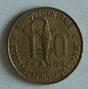 B. 10 francs 1979 Africa de Vest foto