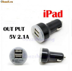 incarcator auto iPad 1 / 2 dual usb 2,1 A iphone 2 3 4 gs ipod nano ipd gen 1 2 3 4 foto