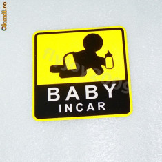 sticker auto "BABY IN CAR"Safe warning 13 / 12 cm colant