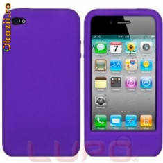Livrare gratuita in Romania!!! Husa silicon LUPO protectie pentru iPhone 4 / 4S violet + folie protectie ecran + laveta foto