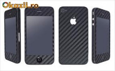 Folie protectie Iphone 4 4G!CARBON SERIES FULL BODY!BLACK!PROTECTIE TOTALA! foto