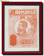 +++ Romania 1920 - Eseu vermillion Ferdinand Cap mic, fara valoare nominala foto