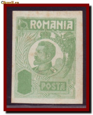 Romania 1920 - Ferdinand cap mic, ESEU verde inchis, fara valoare nominala foto