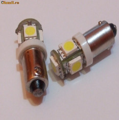 Bec led BA9S (T4W) 5SMD 5050, led auto, leduri auto foto