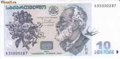 Bancnota Georgia 10 Lari 2007 - P71b UNC foto