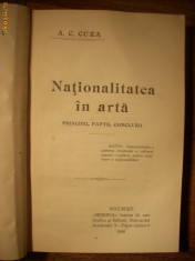 A. C. Cuza - Nationalitatea in Arta / Editie Princeps - 1908 foto