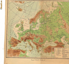 Europa - harta Fizica si politica (Fata - verso) 1961 foto