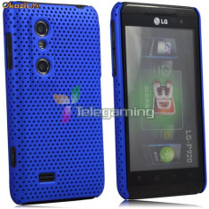 LG OPTIMUS 3D THRILL 4G P920 P925 husa albastra airmesh antiradiatii + folie ecran foto