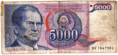5000 DINARI JUGOSLAVIA 1985 foto