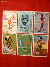 Serie- Olimpiada Los Angeles 1981 Belize ,6 val.stamp. foto