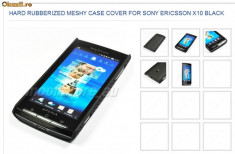 husa protectie neagra mesh Sony Ericsson X10 silicon rigid antiradiatii + folie protectie ecran foto