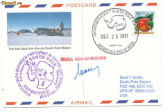 RFL 2001 Carte Postala de la Baza Scott a SUA la Polul Sud cu autograf exploratoare Maria Uca Marinescu foto