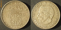 1 Krona 1966 U Suedia Argint foto
