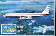 Ilustrata maxima aviatie - avion B707, Exp. Fil. Timisoara 1985 foto