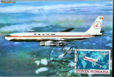 Ilustrata maxima aviatie - avion B707, Exp. Fil. Timisoara 1985 foto