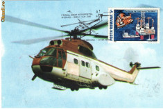 Ilustrata maxima - elicopter IAR 330 - Primul zbor aeropostal Sibiu-Medias foto