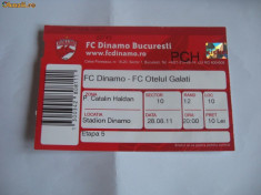 + Bilet peluza CH meci Dinamo - Galati din 28.08.2011 + foto
