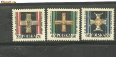 Polonia 1958 - DECORATII MILITARE, serie nestampilata B216 foto