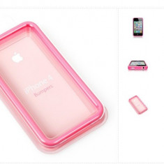 bumper roz transparent pink original iphone 4 4s + folie protectie ecran