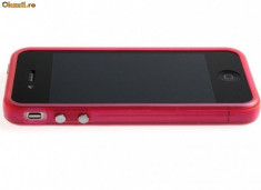bumper rosu original iphone 4 butoane metalice + folie protectie ecran foto
