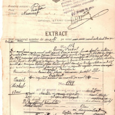 81 Document vechi fiscalizat-30martie1925-Extract Oficiul Starii Civile , oras Piatra, judetul Neamt -deces Michel Pascal,str.Kiselef Nr.8,S.Elisabeta