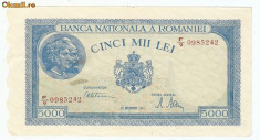 ROMANIA BANCNOTA 5000 LEI DECEMBRIE 1945 foto