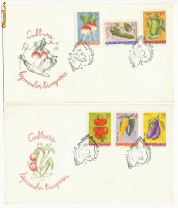 Romania 1963 set 2 plicuri Prima Zi FDC Cultura Legumelor Timpurii foto