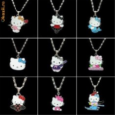 Lantisor Hello Kitty - pandantiv rosu, mov, roz sau albastru foto