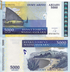 MADAGASCAR 5.000 ariary 2007 UNC!!! foto