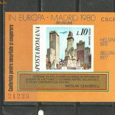 ROMANIA 1980 - SECURITATE SI COOPERARE IN EUROPA MADRID, colIta NDT MNH, N19
