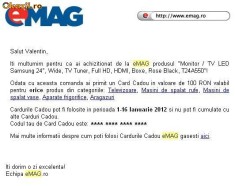 Vand / Schimb Card Cadou / Voucher eMag in valoare de 100 RON foto