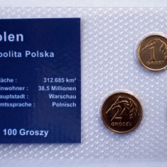 5.306 POLONIA SET 3 MONEDE UNC IN FOLDER 1G 2004, 2G 2003, 5G 2005