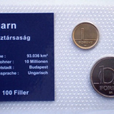 5.311 UNGARIA SET 3 MONEDE UNC IN FOLDER 1F 2004, 2F 2007, 10F 2004