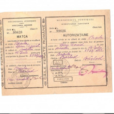 160 Document vechi -12iul1922-Autorizatiune Caile Ferate Romane, emisa de Ministerul Justitiei, pt.Spiru David(grec?),Braila prez.ca martor,la Barlad