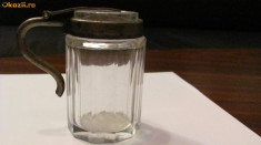 CY - Recipient vechi sticla (cristal?) bizotata (2) foto