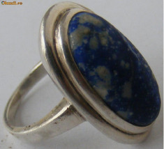 Inel vechi din argint cu piatra lapis lazuli (5) - de colectie foto