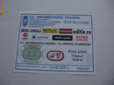 + Bilet tribuna II meci U Craiova - Sportul Studentesc + foto